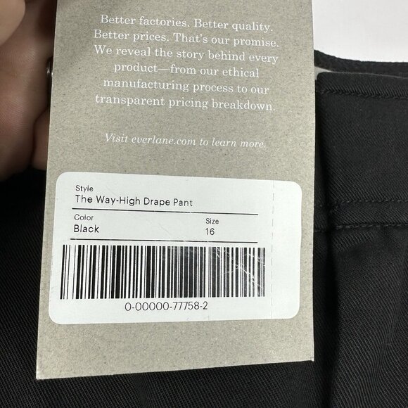 Everlane Women's NWT‎ Black The Way-High Drape Minimalist Pant 16/W37/L31.5 - Picture 6 of 13